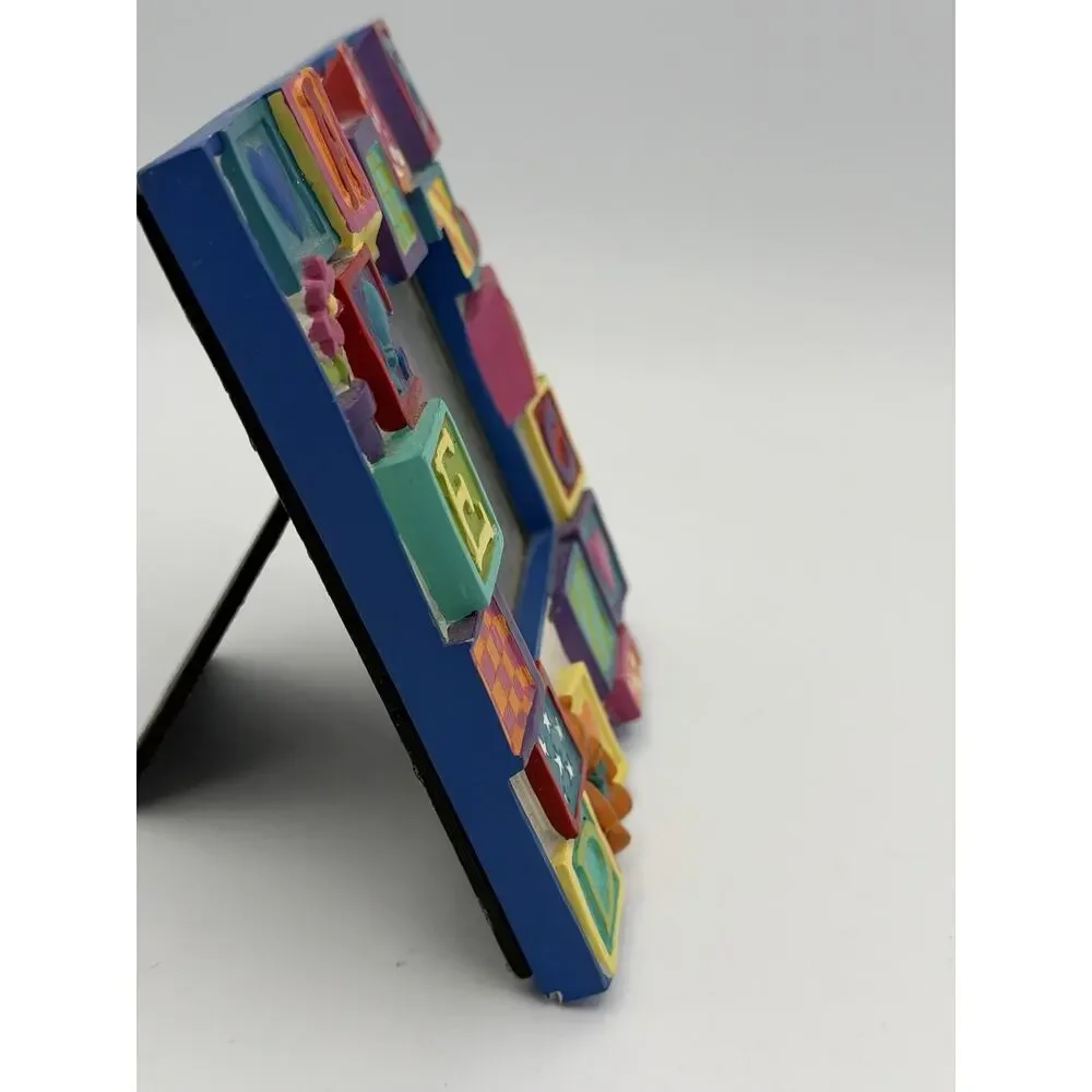 Vintage PHOTO FRAME 3-D Resin Baby Bear Blocks ABC Cottagecore Cottage Nursery